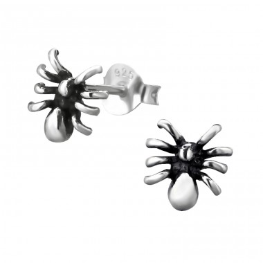 Spider - 925 Sterling Silver Plain Ear Studs A4S21539