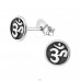 Om Symbol - 925 Sterling Silver Plain Ear Studs A4S21608