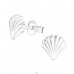 Shell - 925 Sterling Silver Plain Ear Studs A4S21757