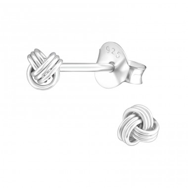 Silberner Knoten - 925er Silber Glatte Ohrstecker A4S22958