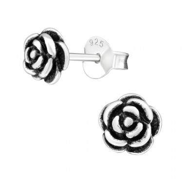 Rose - 925 Sterling Silver Plain Ear Studs A4S23221