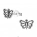 Antique vintage small Butterfly - 925 Sterling Silver Plain Ear Studs A4S23224