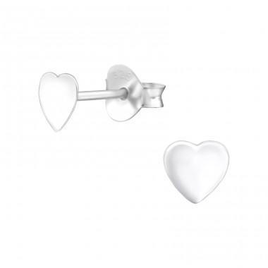Heart - 925 Sterling Silver Plain Ear Studs A4S23348