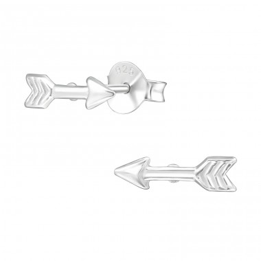 Arrow - 925 Sterling Silver Plain Ear Studs A4S24530