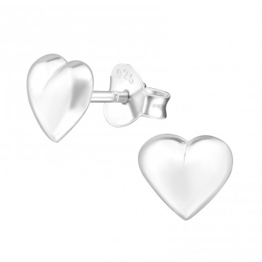 Heart - 925 Sterling Silver Plain Ear Studs A4S26060