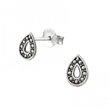 Drop - 925 Sterling Silver Plain Ear Studs A4S26231