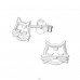 Cat - 925 Sterling Silver Plain Ear Studs A4S26995