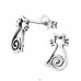 Cat - 925 Sterling Silver Plain Ear Studs A4S28265