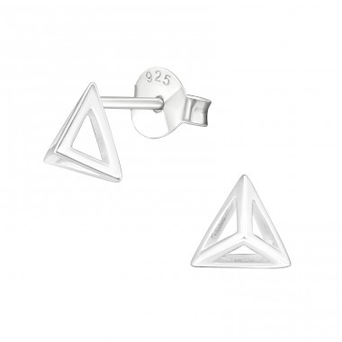 Pyramide - 925er Silber Glatte Ohrstecker A4S29362