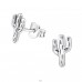 Cactus - 925 Sterling Silver Plain Ear Studs A4S29612