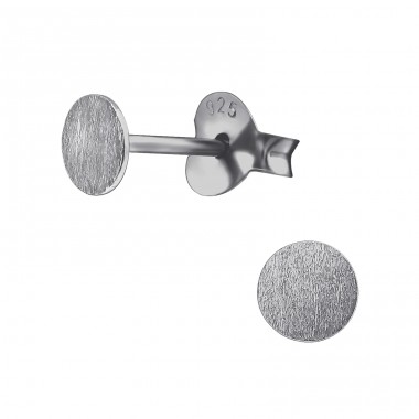 Round - 925 Sterling Silver Plain Ear Studs A4S29632