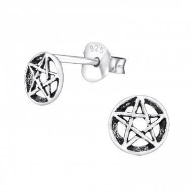 Gothic Star - 925 Sterling Silver Plain Ear Studs A4S30738