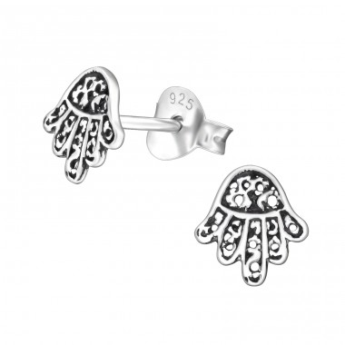 Hamsa - Striebro 925 Jednoduché puzetové Náušnice A4S30740