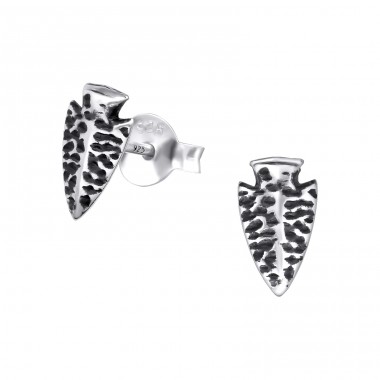 Geometric - 925 Sterling Silver Plain Ear Studs A4S31176