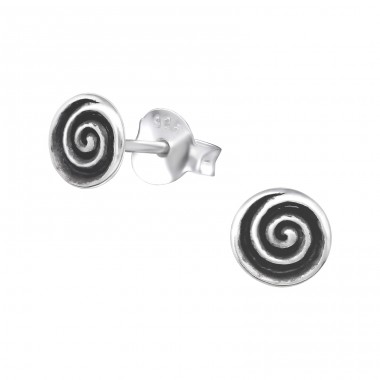 Spiral - 925 Sterling Silver Plain Ear Studs A4S31317
