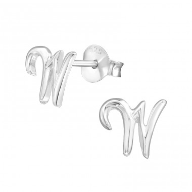 'w' - Striebro 925 Jednoduché puzetové Náušnice A4S31432