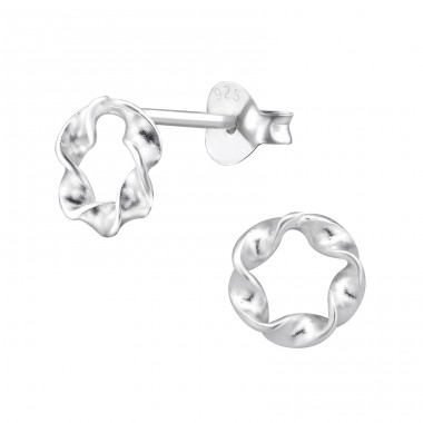 Twist - 925 Sterling Silver Plain Ear Studs A4S31595
