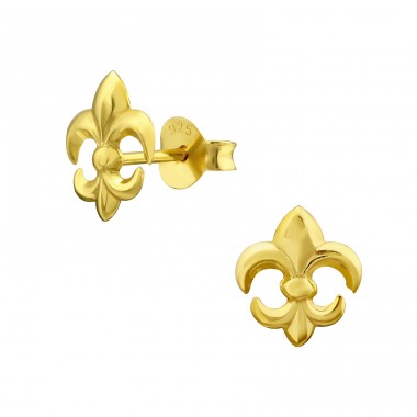 Fleur De Lis - Striebro 925 Jednoduché puzetové Náušnice A4S31666