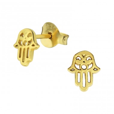Hamsa - Striebro 925 Jednoduché puzetové Náušnice A4S31752