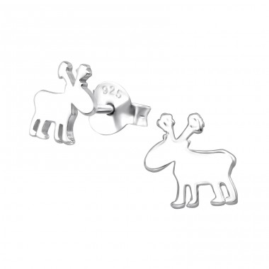 Elch - 925er Silber Glatte Ohrstecker A4S32172