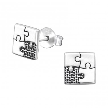 Square Jigsow - Striebro 925 Jednoduché puzetové Náušnice A4S32191