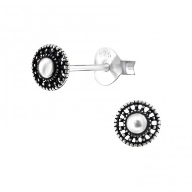 Round - 925 Sterling Silver Plain Ear Studs A4S32468