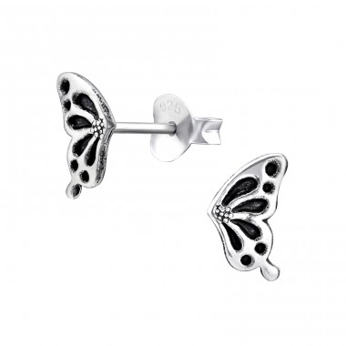 Butterfly - 925 Sterling Silver Plain Ear Studs A4S33260