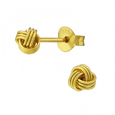Knot - 925 Sterling Silver Plain Ear Studs A4S33403