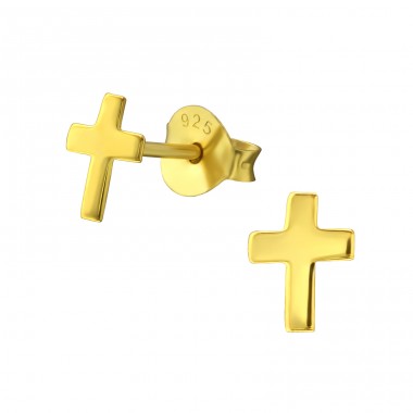 Cross - 925 Sterling Silver Plain Ear Studs A4S35398