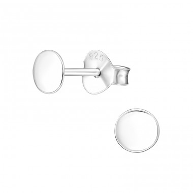Kreis - 925er Silber Glatte Ohrstecker A4S35692
