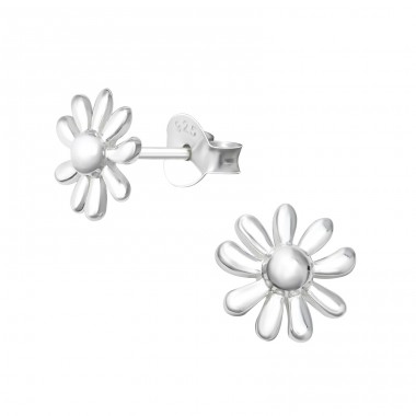 Flower - 925 Sterling Silver Plain Ear Studs A4S36118