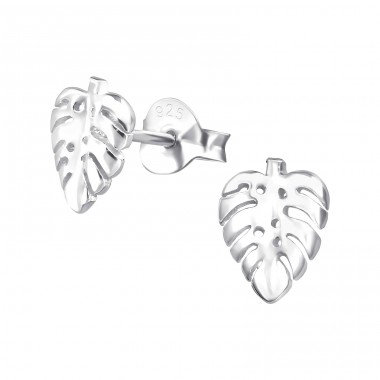 Leaf - 925 Sterling Silver Plain Ear Studs A4S36677