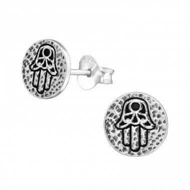 Hamsa - Striebro 925 Jednoduché puzetové Náušnice A4S36681