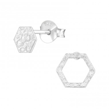 Hexagon - Striebro 925 Jednoduché puzetové Náušnice A4S36947