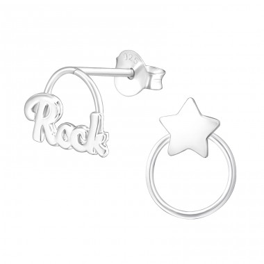 Rock Star - Mismatch - 925 Sterling Silver Plain Ear Studs A4S36951
