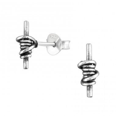 Knot - 925 Sterling Silver Plain Ear Studs A4S36957