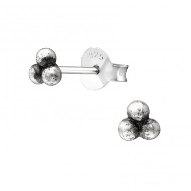 Geometric - 925 Sterling Silver Plain Ear Studs A4S37321
