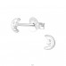 Moon - 925 Sterling Silver Plain Ear Studs A4S37330