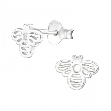 Honigbiene - 925er Silber Glatte Ohrstecker A4S38407