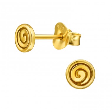 Spiral - 925 Sterling Silver Plain Ear Studs A4S38783