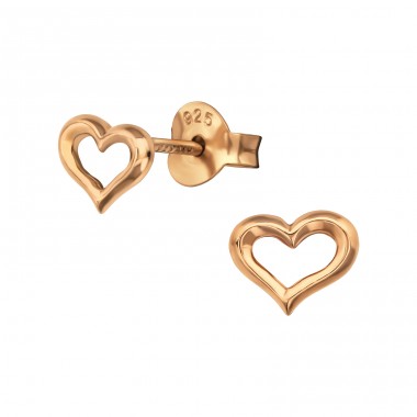 Heart - 925 Sterling Silver Plain Ear Studs A4S38884
