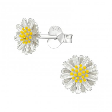 Flower - 925 Sterling Silver Plain Ear Studs A4S39017