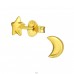 Star And Moon - Mismatch - 925 Sterling Silver Plain Ear Studs A4S39030