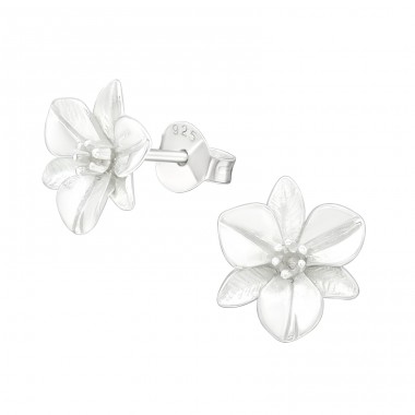 Flower - 925 Sterling Silver Plain Ear Studs A4S39948