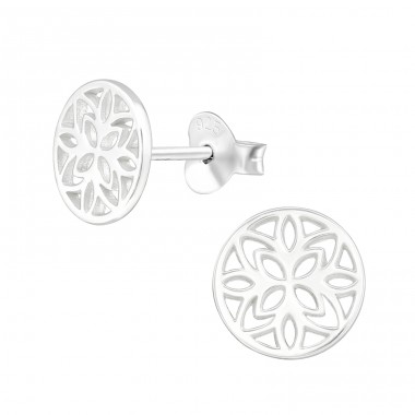Eine Blume - 925er Silber Glatte Ohrstecker A4S39975