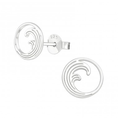 Wave - 925 Sterling Silver Plain Ear Studs A4S39978