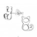 Katze - 925er Silber Glatte Ohrstecker A4S40400