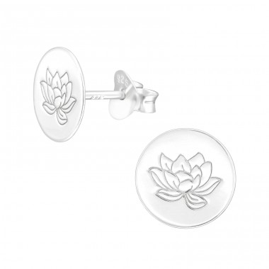 Eine Blume - 925er Silber Glatte Ohrstecker A4S40496