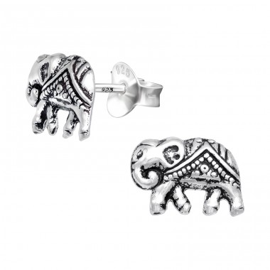 Elephant - 925 Sterling Silver Plain Ear Studs A4S40500