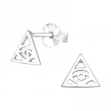 Evil Eye - 925 Sterling Silver Plain Ear Studs A4S40903